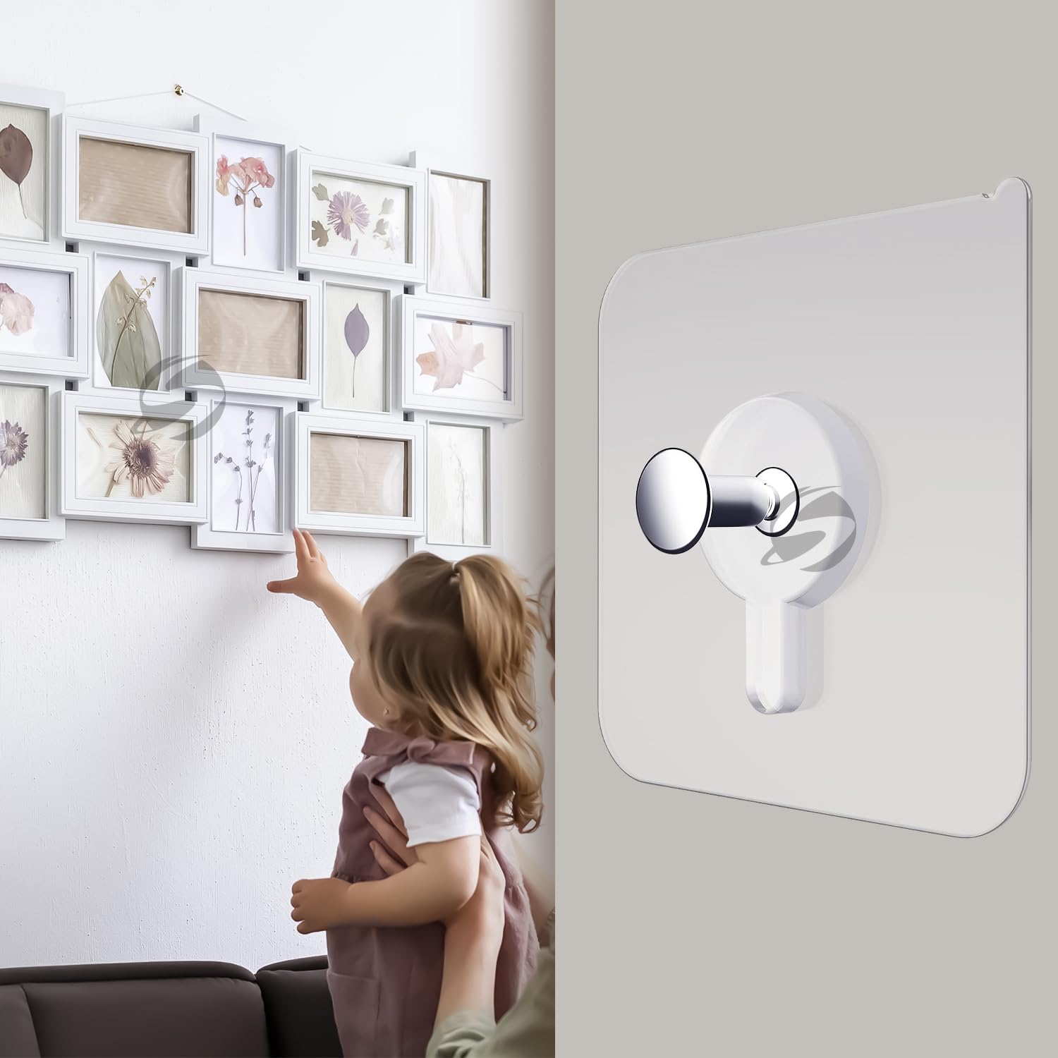 Adhesive Nail Photo Wall Hooks for Hanging Photo Frame, Kitchen Household and Bathroom Accessories (Pack of 10)