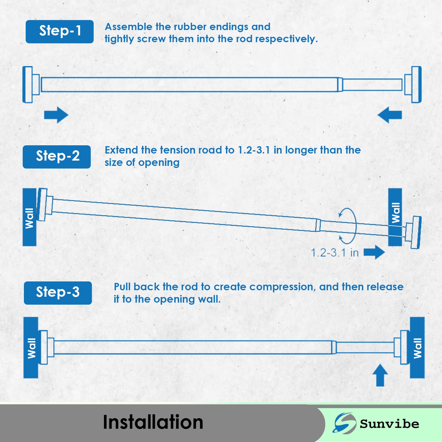 Extendable Shower Curtain Tension Rod Non-Drilling Anti-Skid Spring Pull Rod -Silver (125Cm To 220Cm)