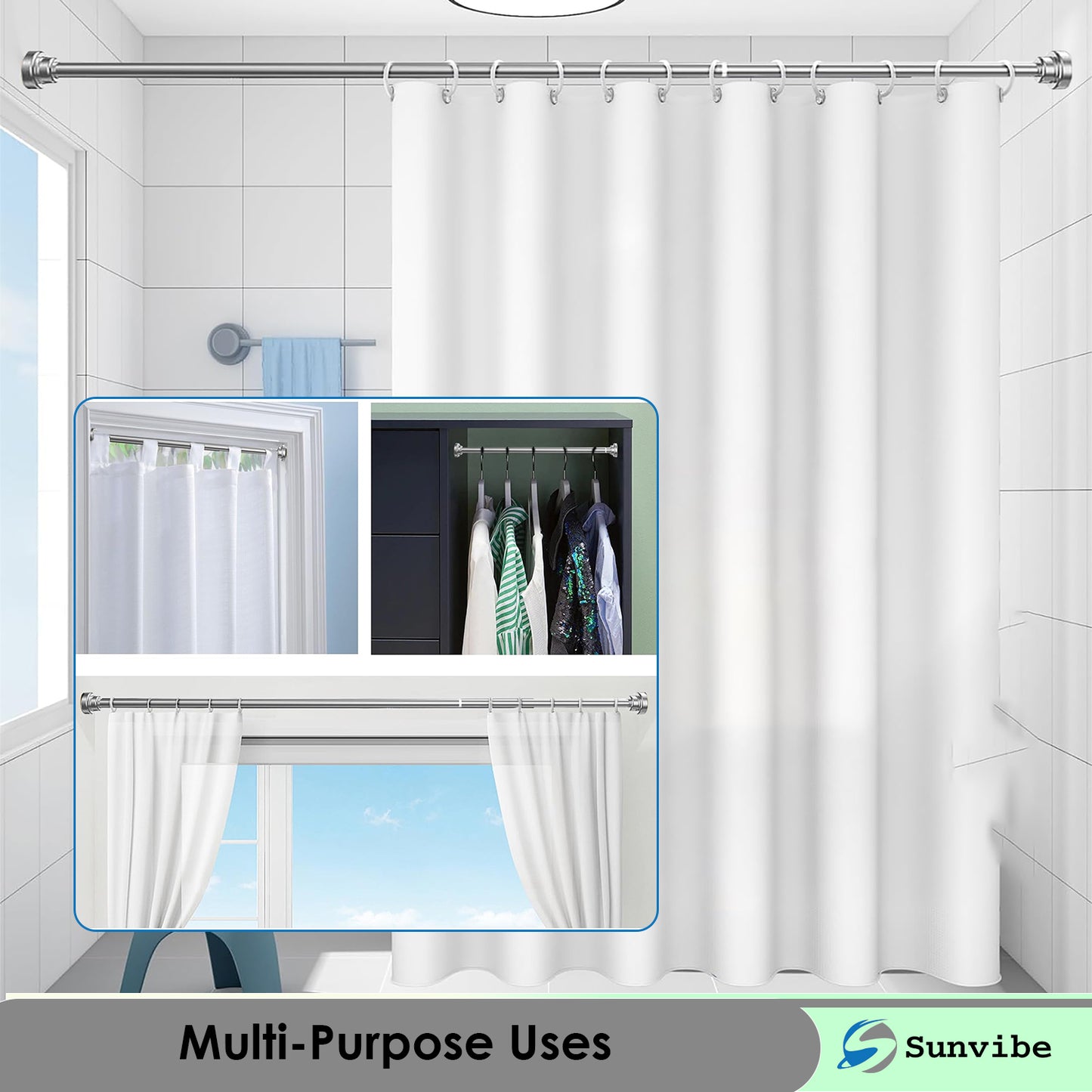 Extendable Shower Curtain Tension Rod