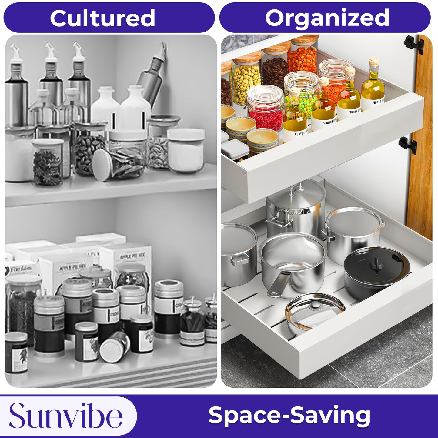 Pull-Out 38*25 CM Cabinet Basket – Space Saver Organizer for Home