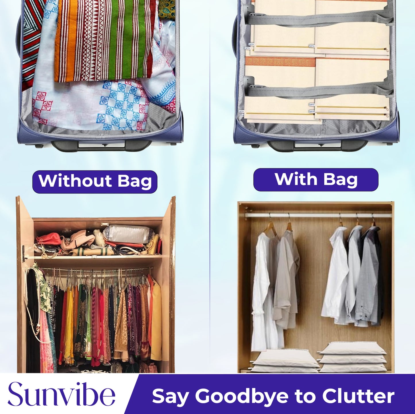 Saree Clothes Bags/Covers/Poches For Storage With Zip Closure (16 X 14 Inches, Beige)