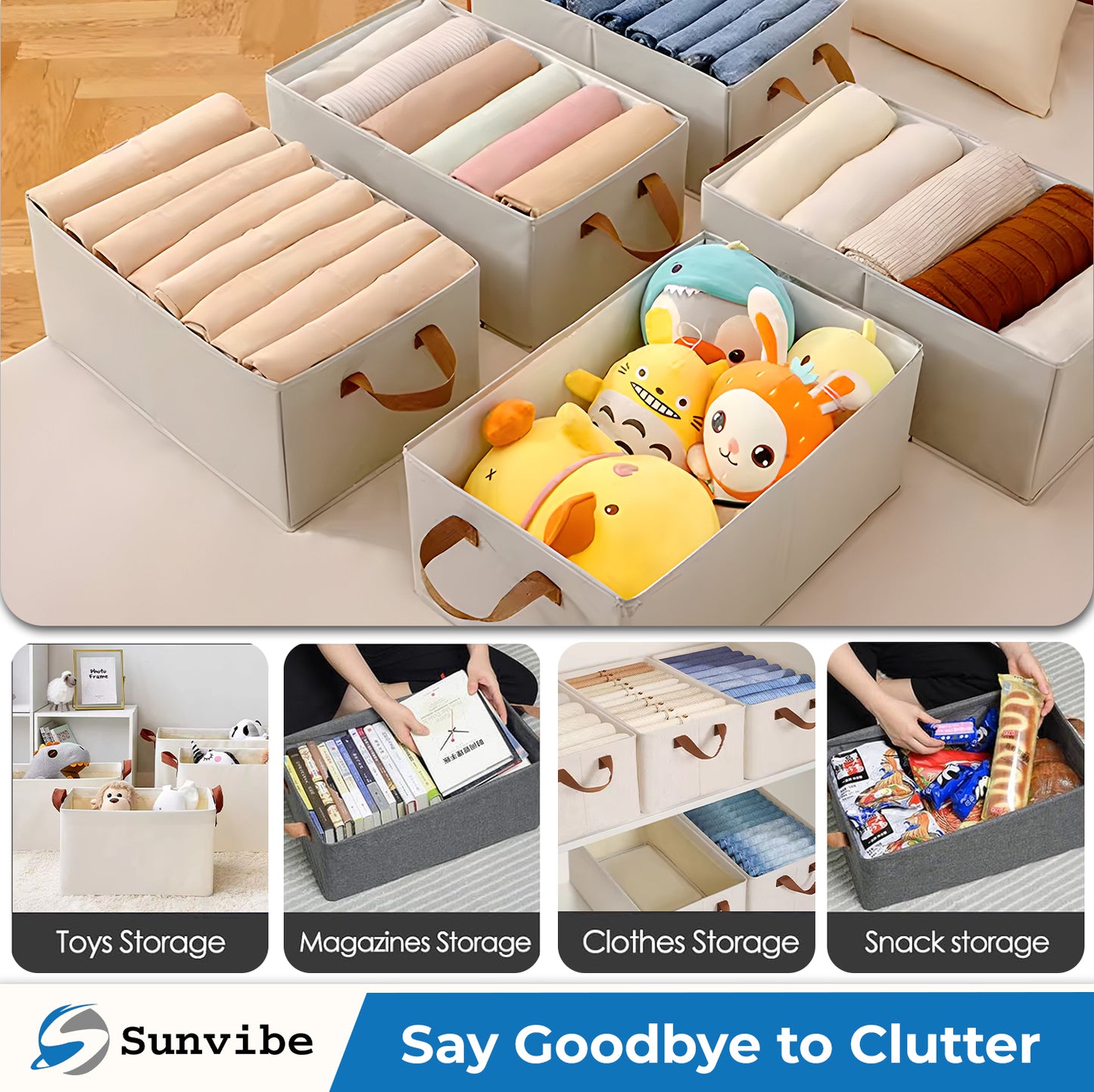 Foldable Wardrobe Organizer with Durable Handle (White)