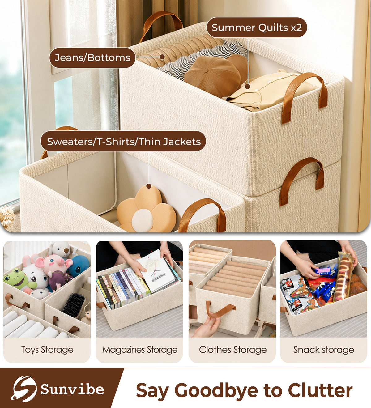 Foldable Wardrobe Organizer with Durable Handles