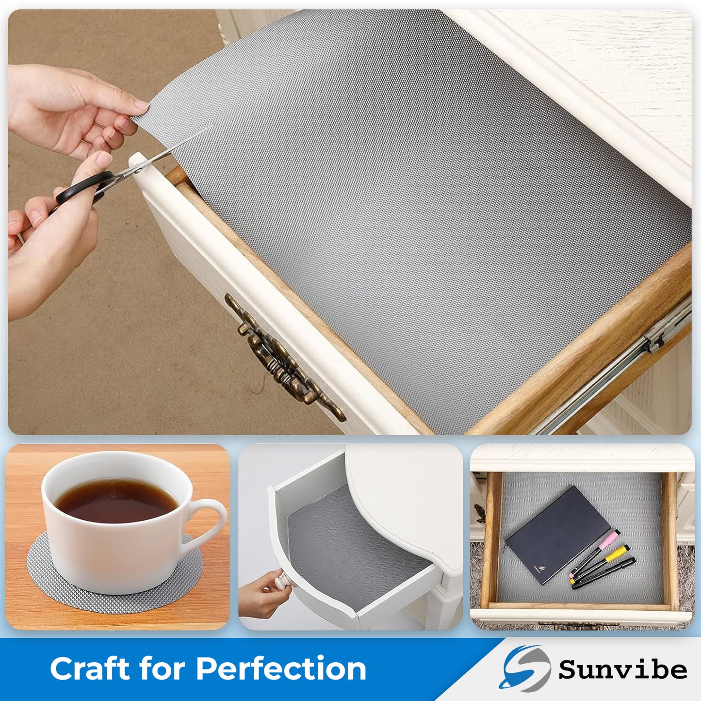 Drawer Cabinet Almirah Mat Waterproof Washable Mats (Grey)