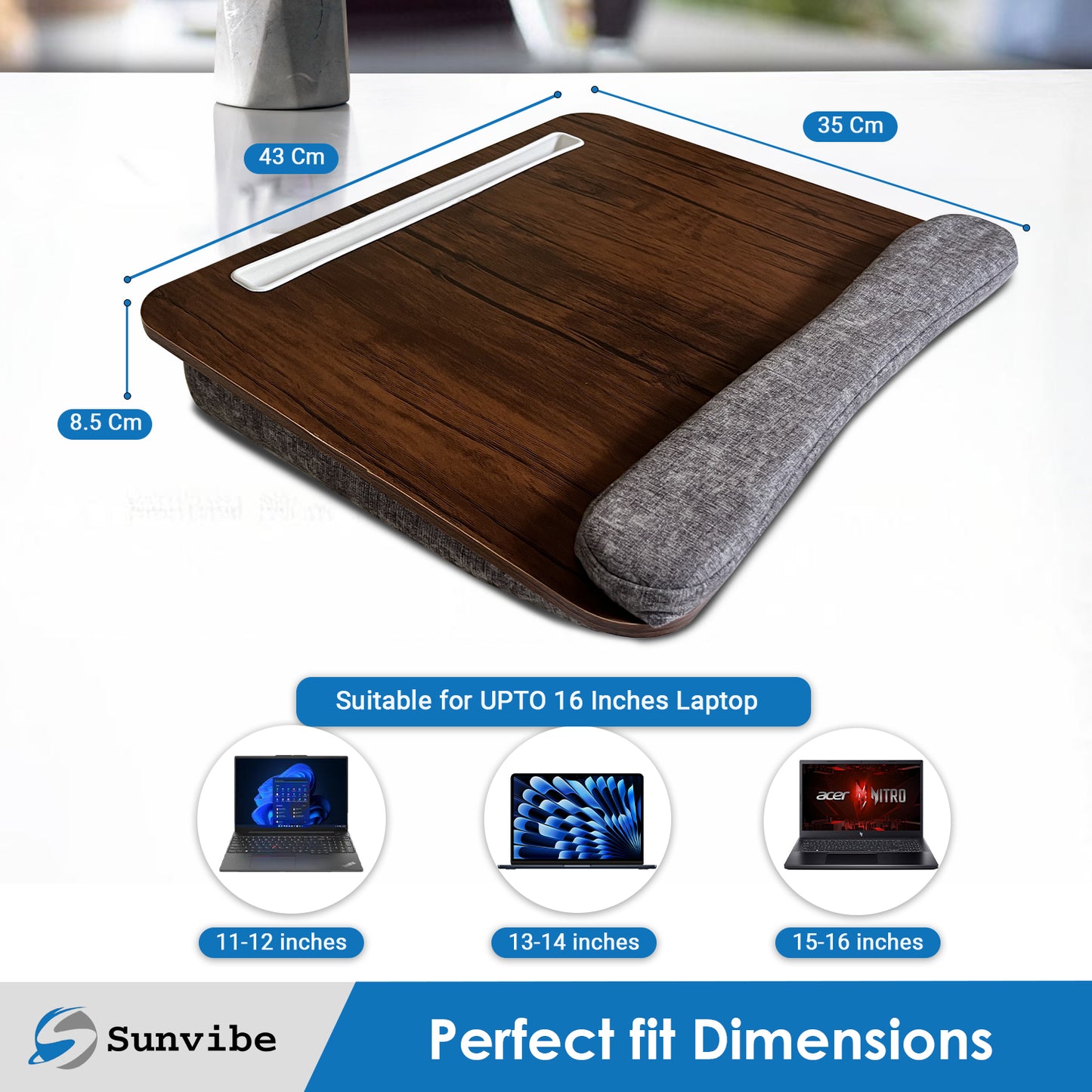 Portable Laptop Lapdesk with Soft Wrist Pad and Handy Storage Pocket, Fits up to 15.6 inch Laptop