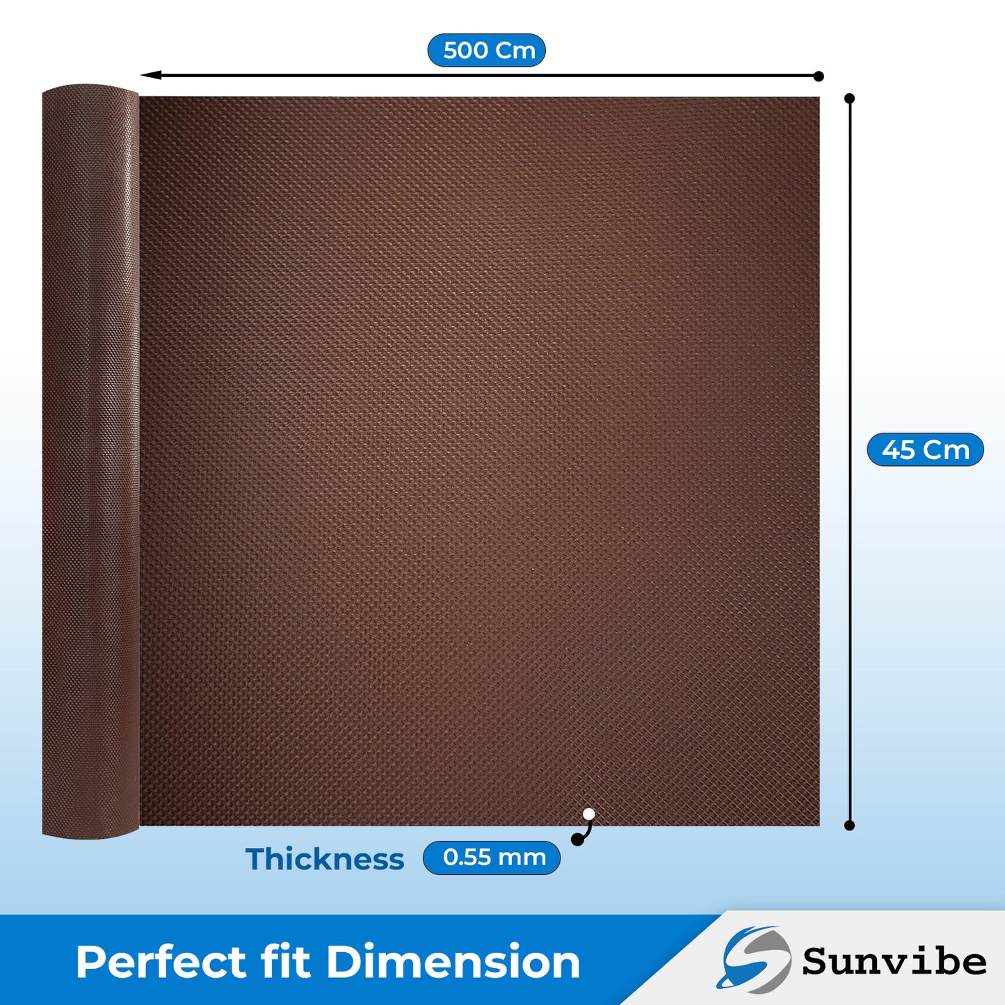 Drawer Cabinet Almirah Mat (45cm X 500cm) Waterproof Washable Mats (Coffee)