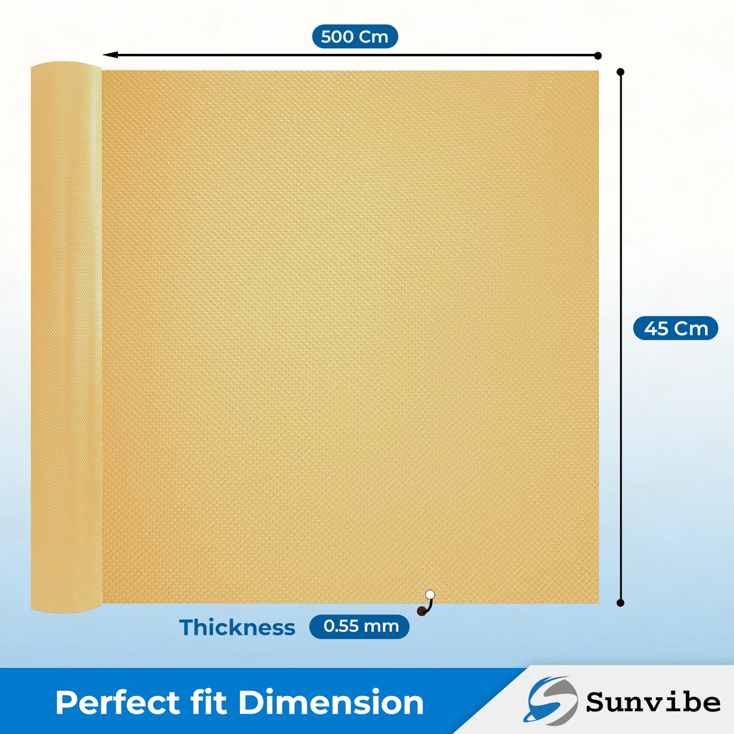 Drawer Cabinet Almirah Mat (45cm X 500cm) Waterproof Washable Mats (Ivory)