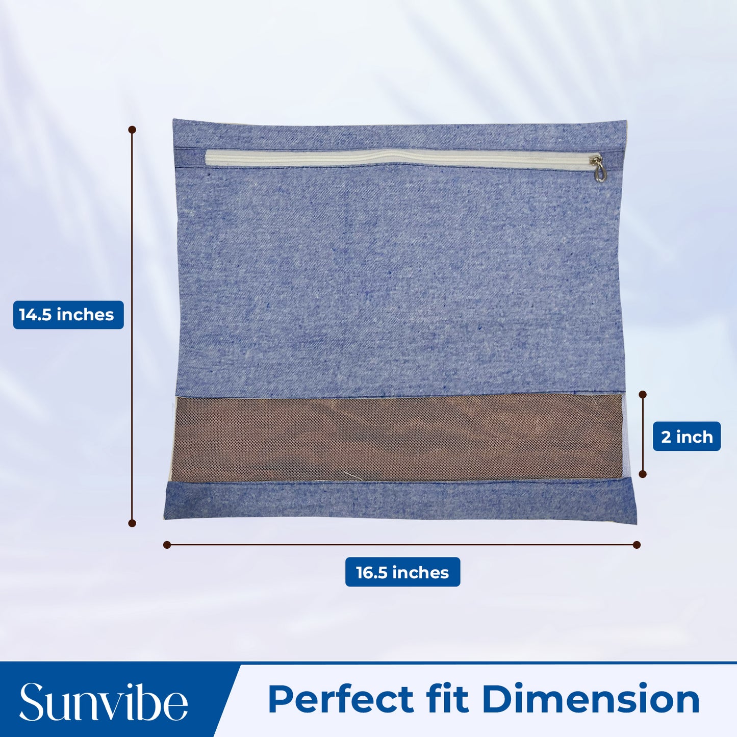 Saree Clothes Bags/Covers/Poches For Storage With Zip Closure (16 X 14 Inches, Blue)