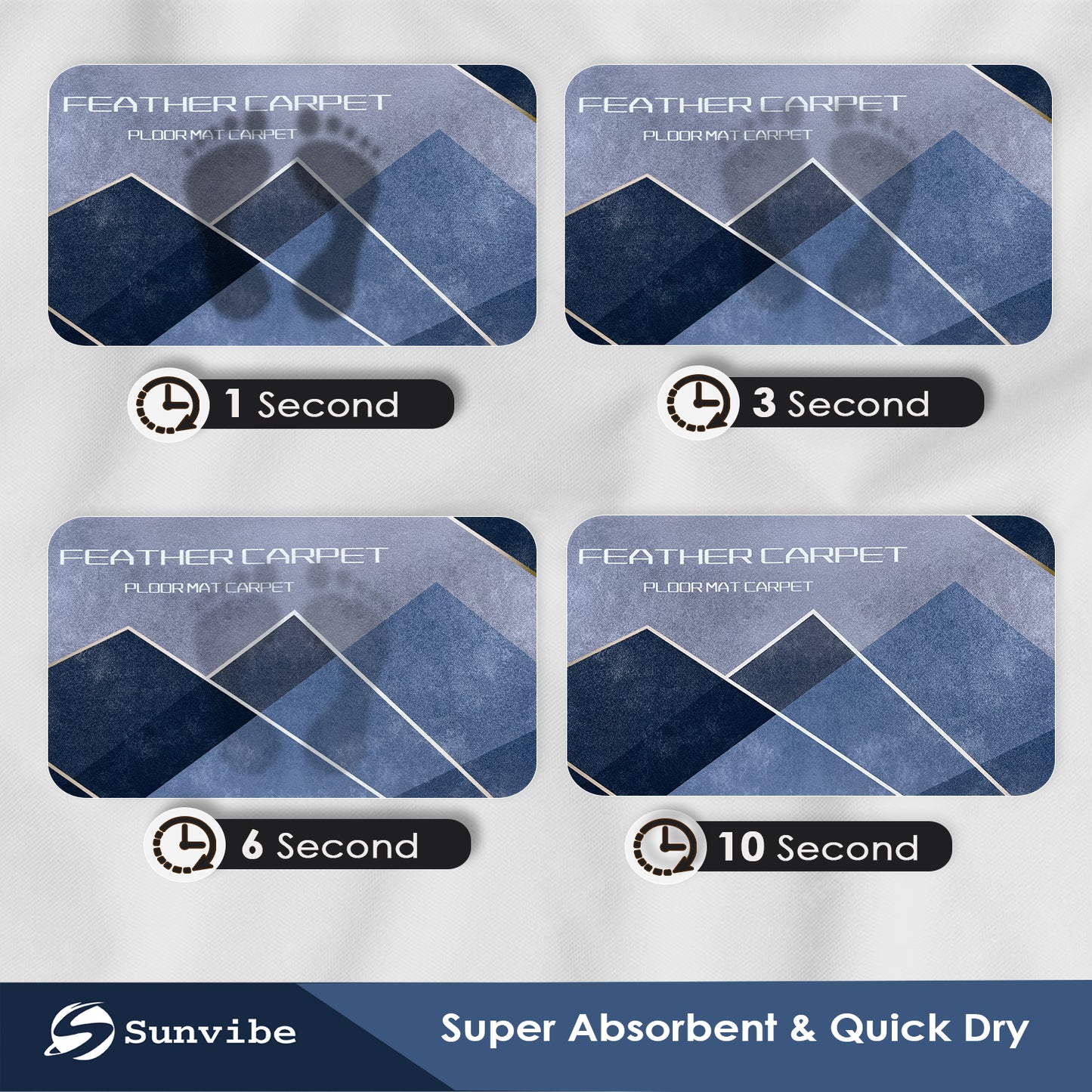 Kitchen Floor Mat 3.5mm (120x40cm & 40x60cm, Feather Print-2 Pieces)