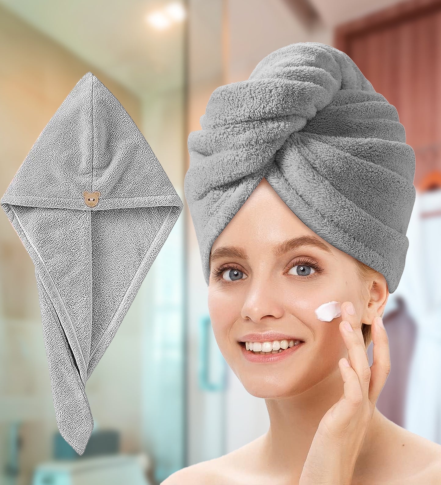 Quick Drying Microfiber 500 GSM Hair Bath Towel (Grey)