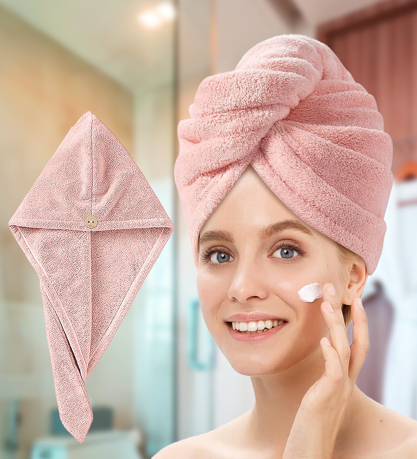 Quick Drying Microfiber 500 GSM Hair Bath Towel (Pink)