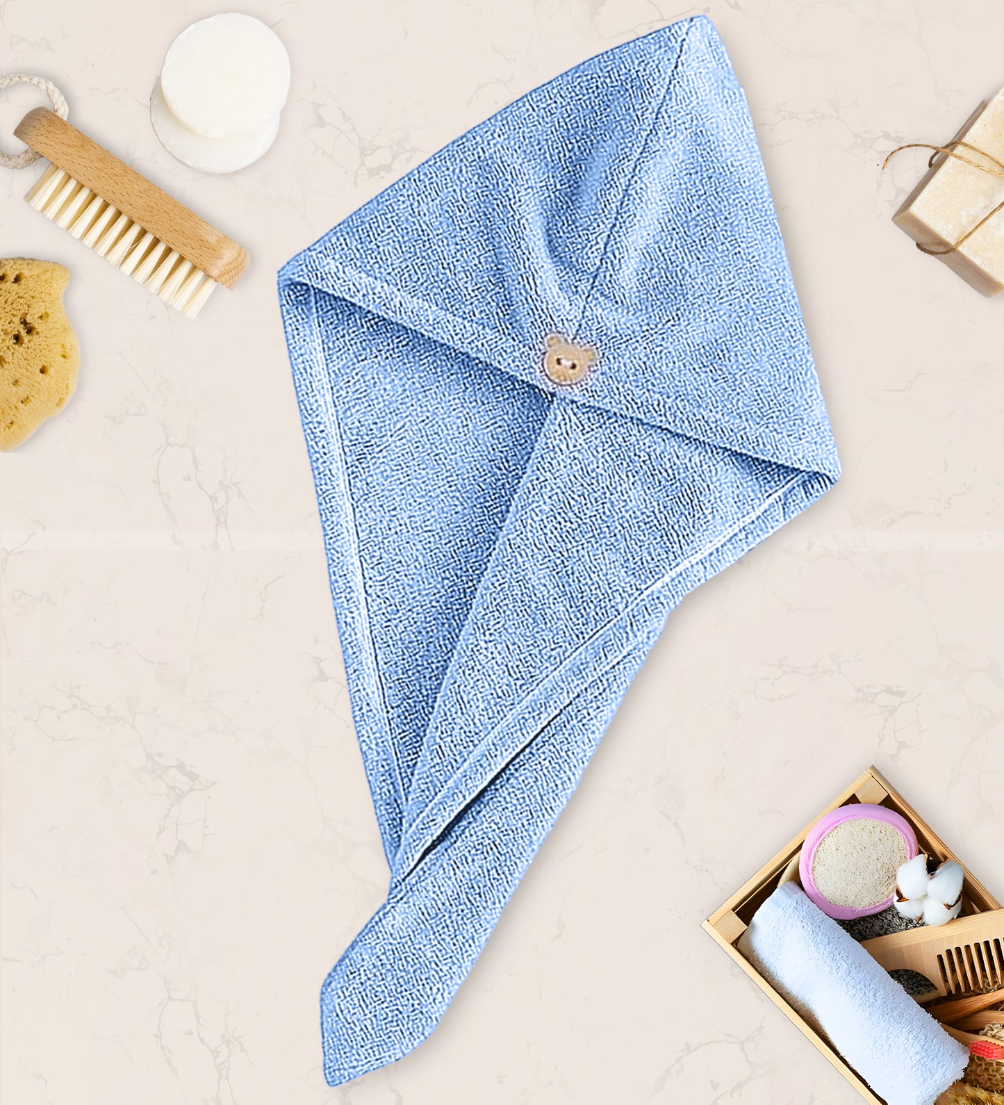 Quick Drying Microfiber 500 GSM Hair Bath Towel (Sky Blue)