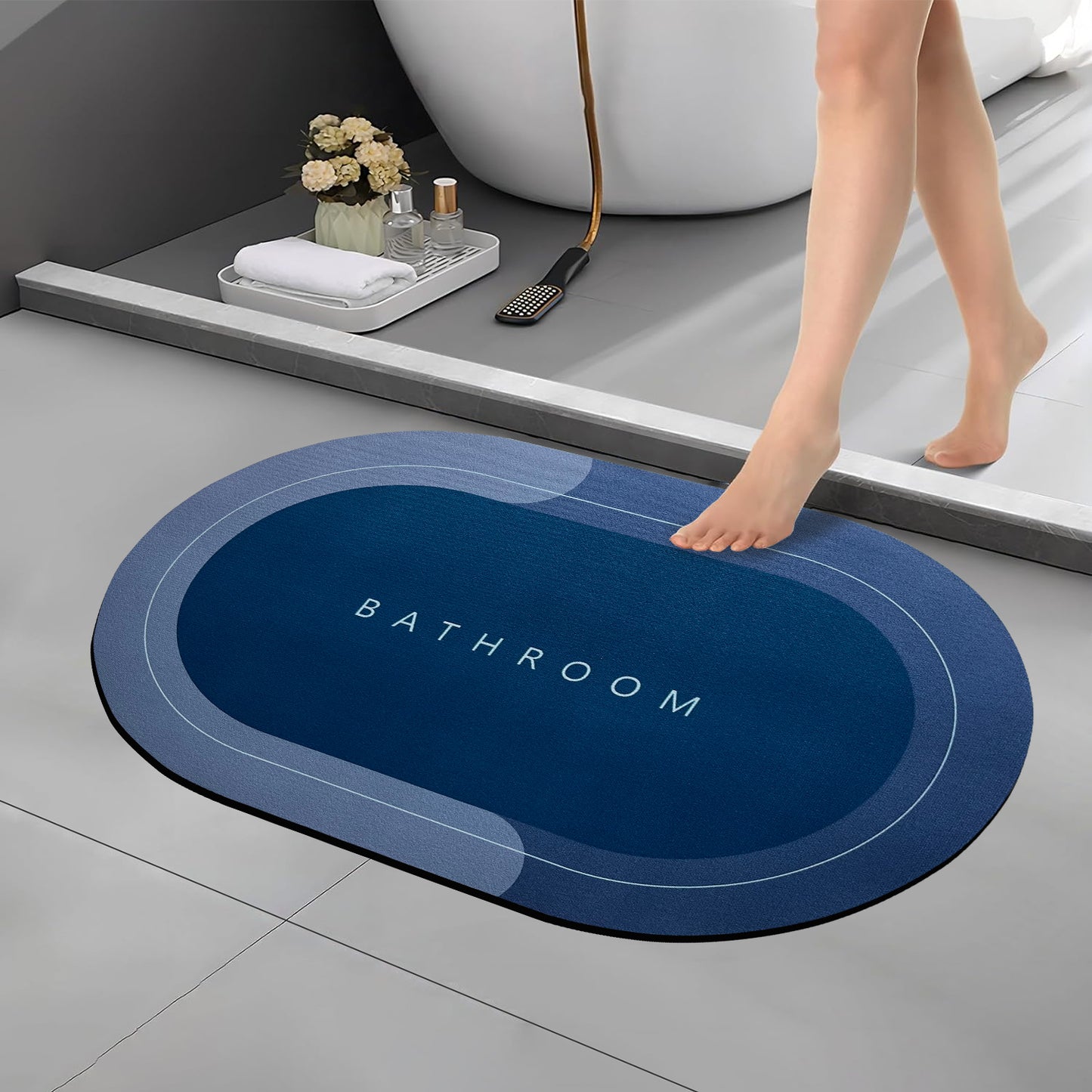 Bath Mat 3.5mm Anti-Skid Water Soaking Bathroom Print Door, Floor Mat
