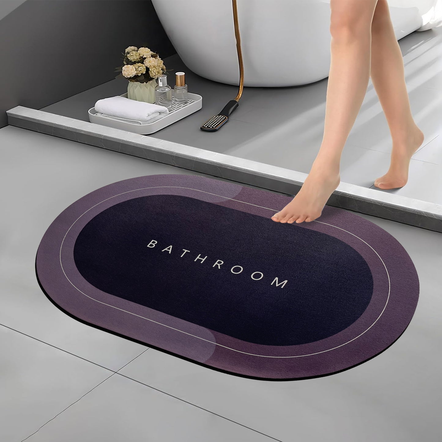 Bath Mat 3.5mm Anti-Skid Water Soaking Bathroom Print Door, Floor Mat