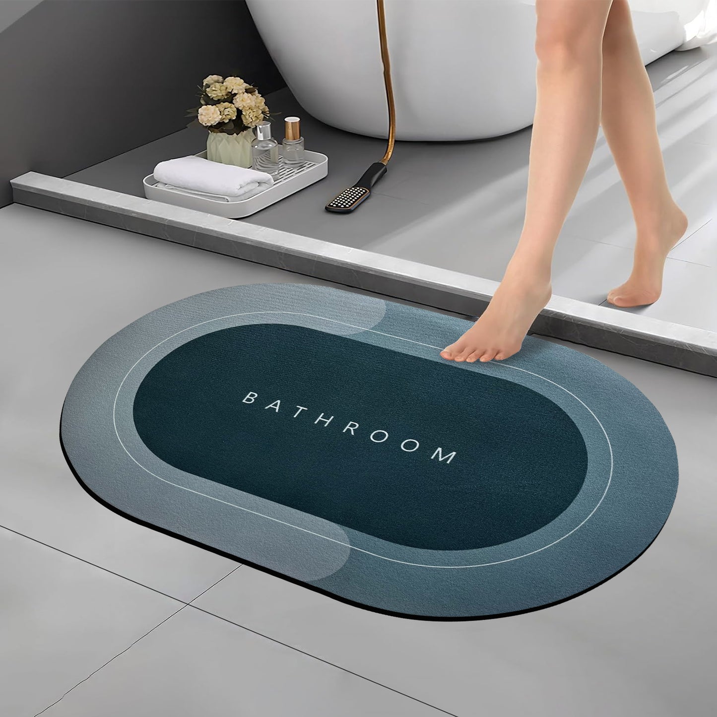 Bath Mat 3.5mm Anti-Skid Water Soaking Bathroom Print Door, Floor Mat