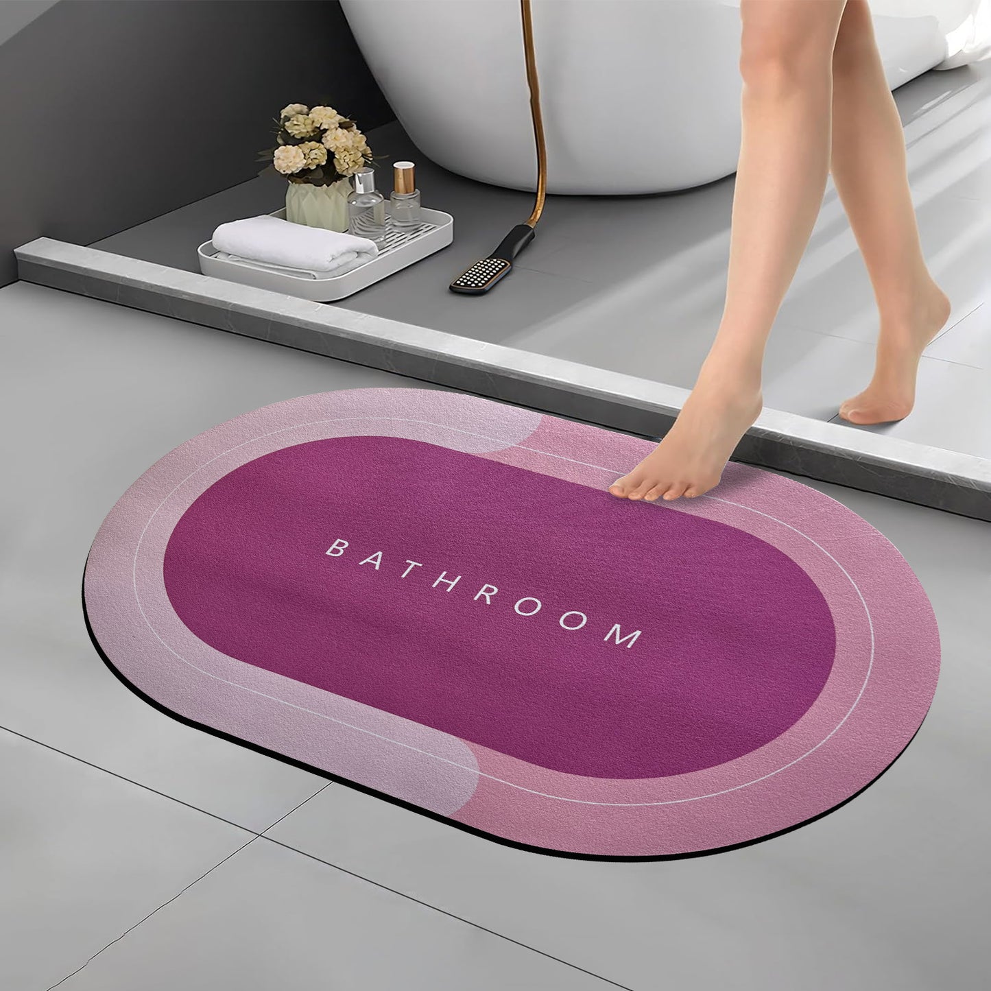 Bath Mat 3.5mm Anti-Skid Water Soaking Bathroom Print Door, Floor Mat