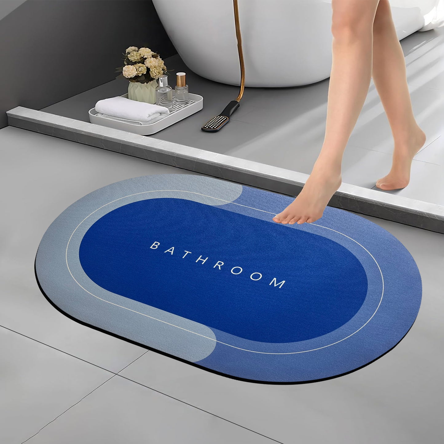 Bath Mat 3.5mm Anti-Skid Water Soaking Bathroom Print Door, Floor Mat