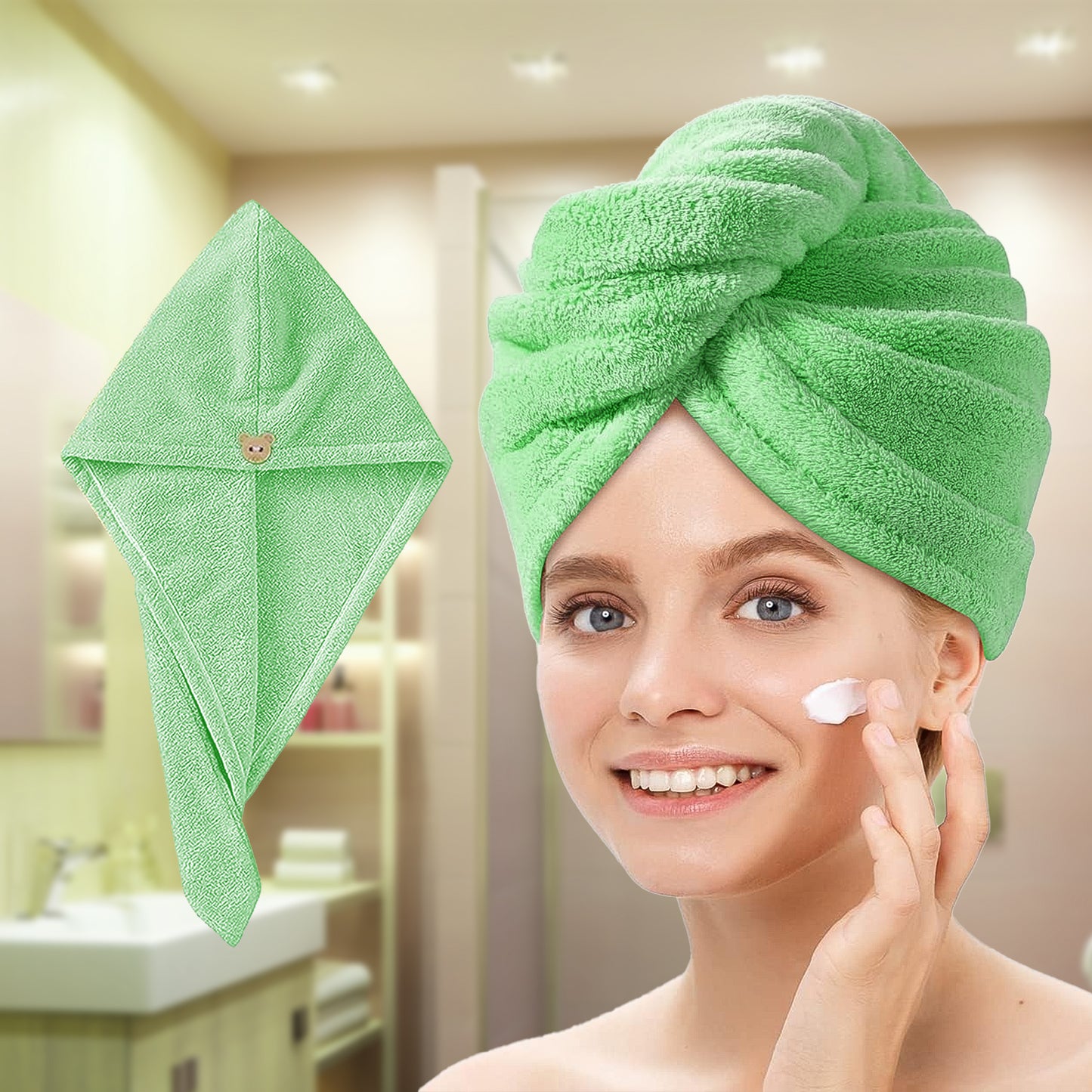 Quick Drying Microfiber 500 GSM Hair Bath Towel (Green)