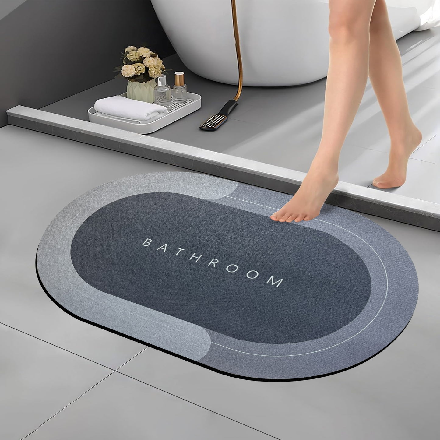 Bath Mat 3.5mm Anti-Skid Water Soaking Bathroom Print Door, Floor Mat
