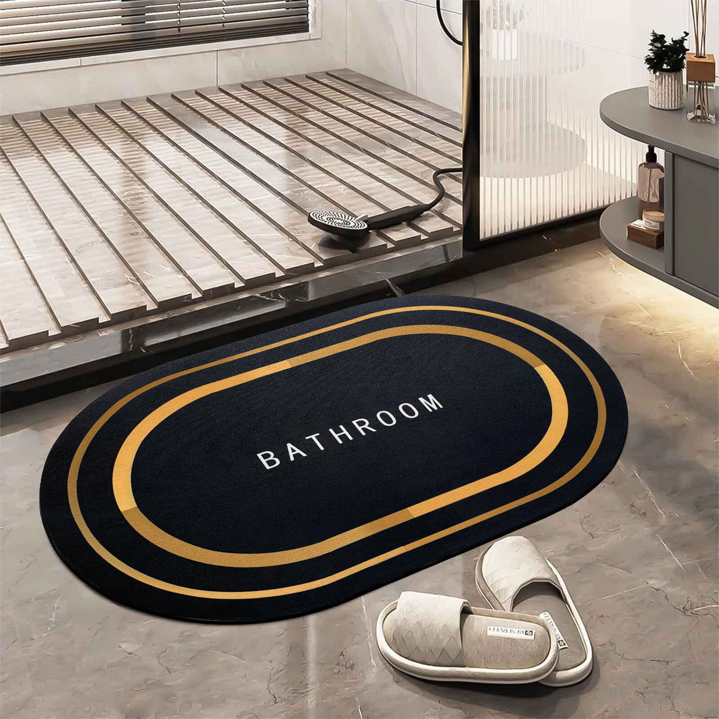 Bath Mat 3.5mm Anti-Skid Water Soaking Home Print Bathroom Door Floor Mat