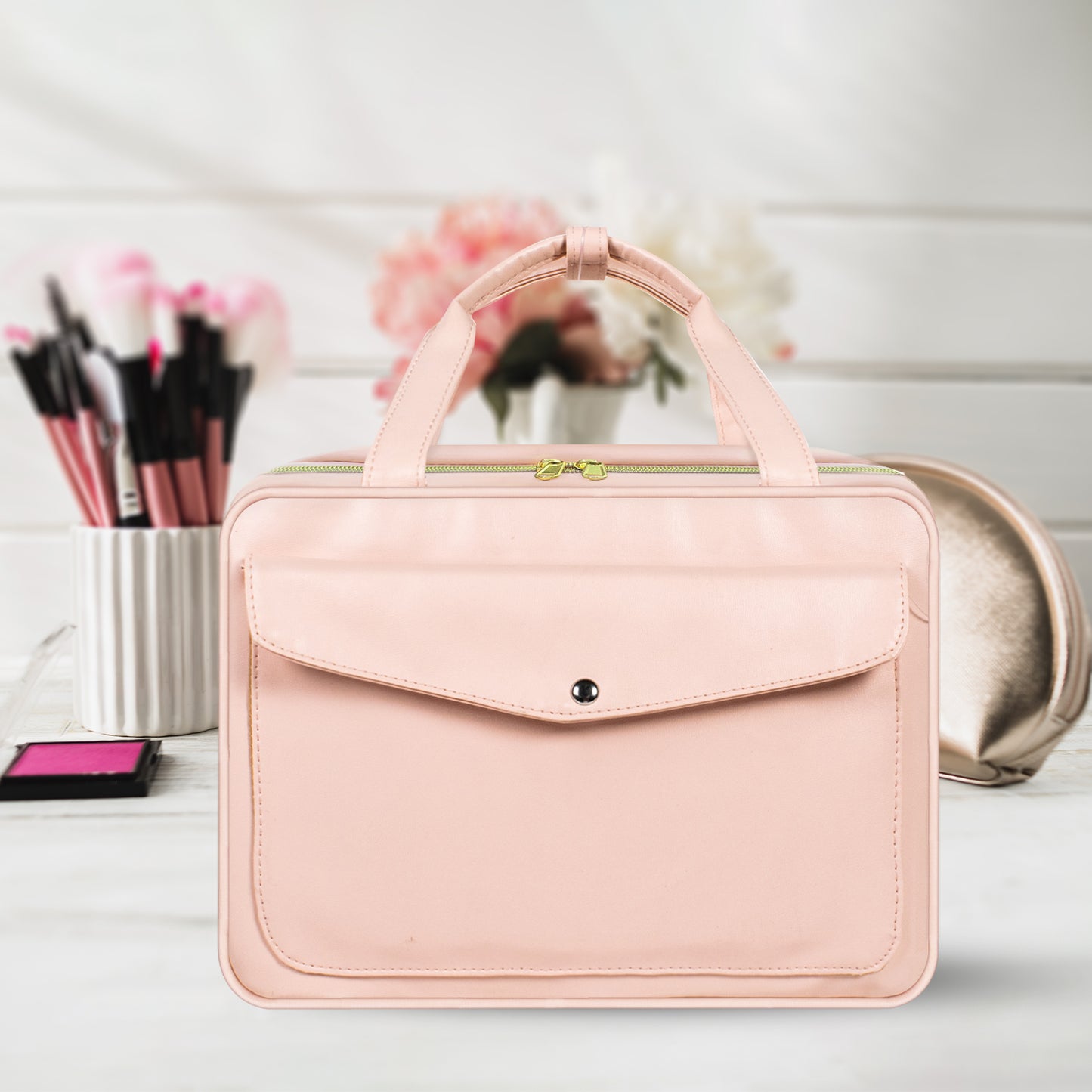Waterproof PU Leather Hanging Toiletry & Makeup Organizer for Women