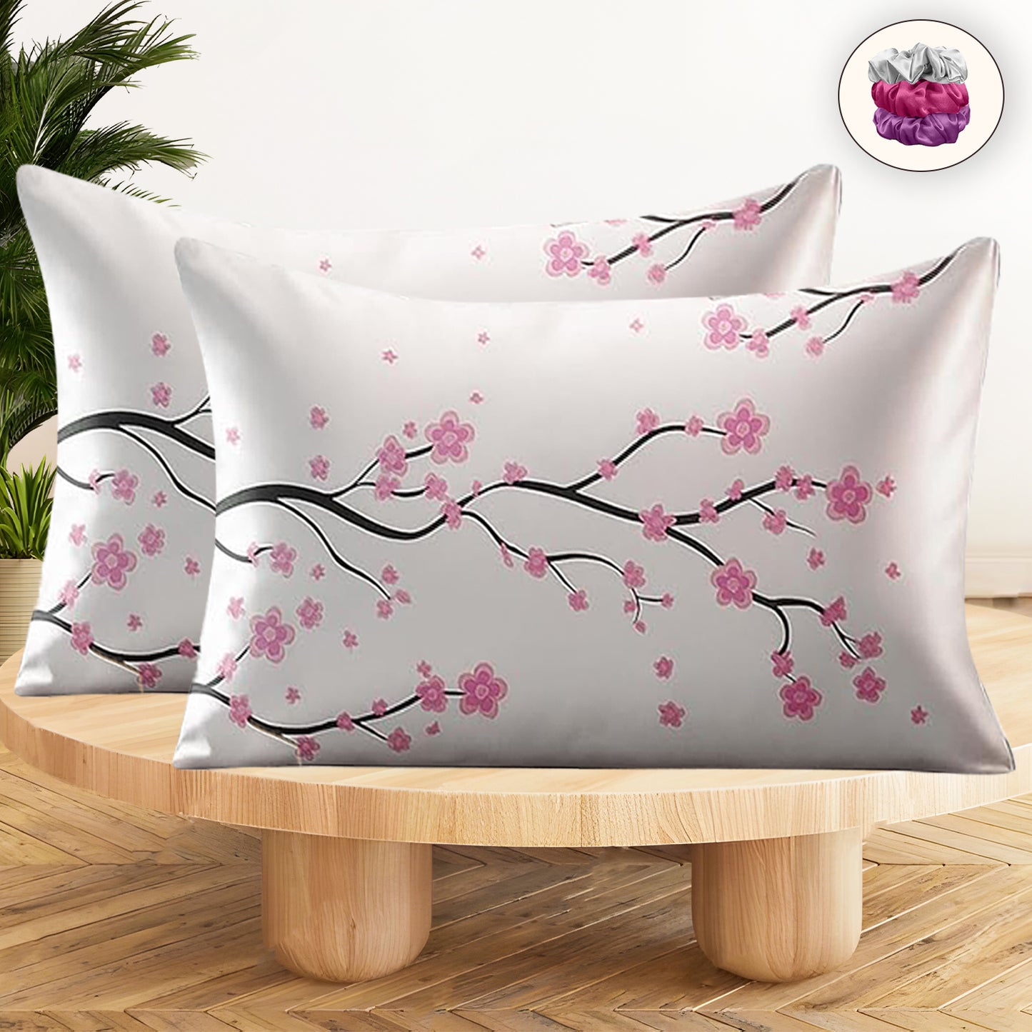 Sunvibe 3D Printed Pillow Cover for Bedroom | Soft & Durable Microfiber Cushion Cover | Fade-Resistant, Skin-Friendly, Hidden Zipper | Decorative Pillowcase for Sofa & Bed-1 free Scrunchie