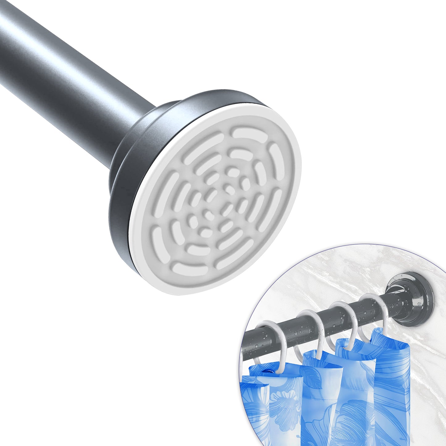 Extendable Black Shower Curtain Tension Rod – Non-Drilling & Anti-Skid