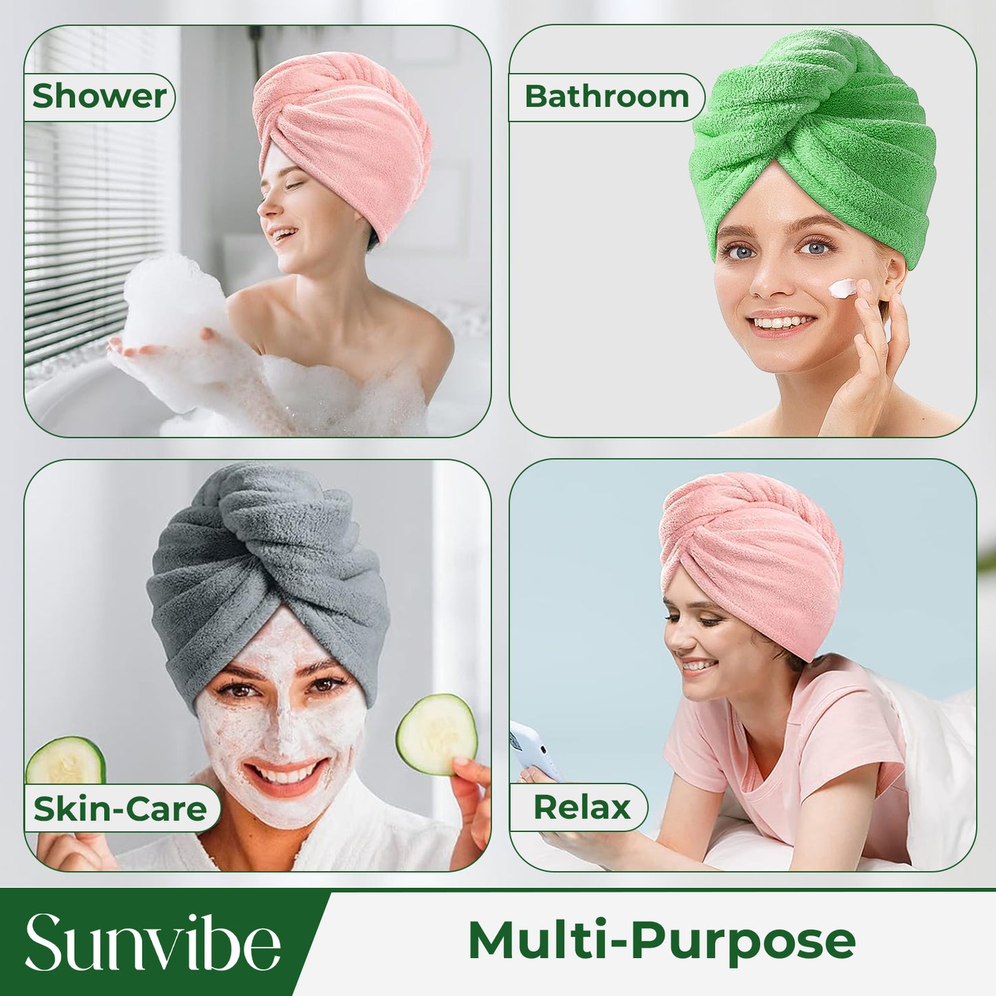 Quick Drying Microfiber 500 GSM Hair Bath Towel (Green)