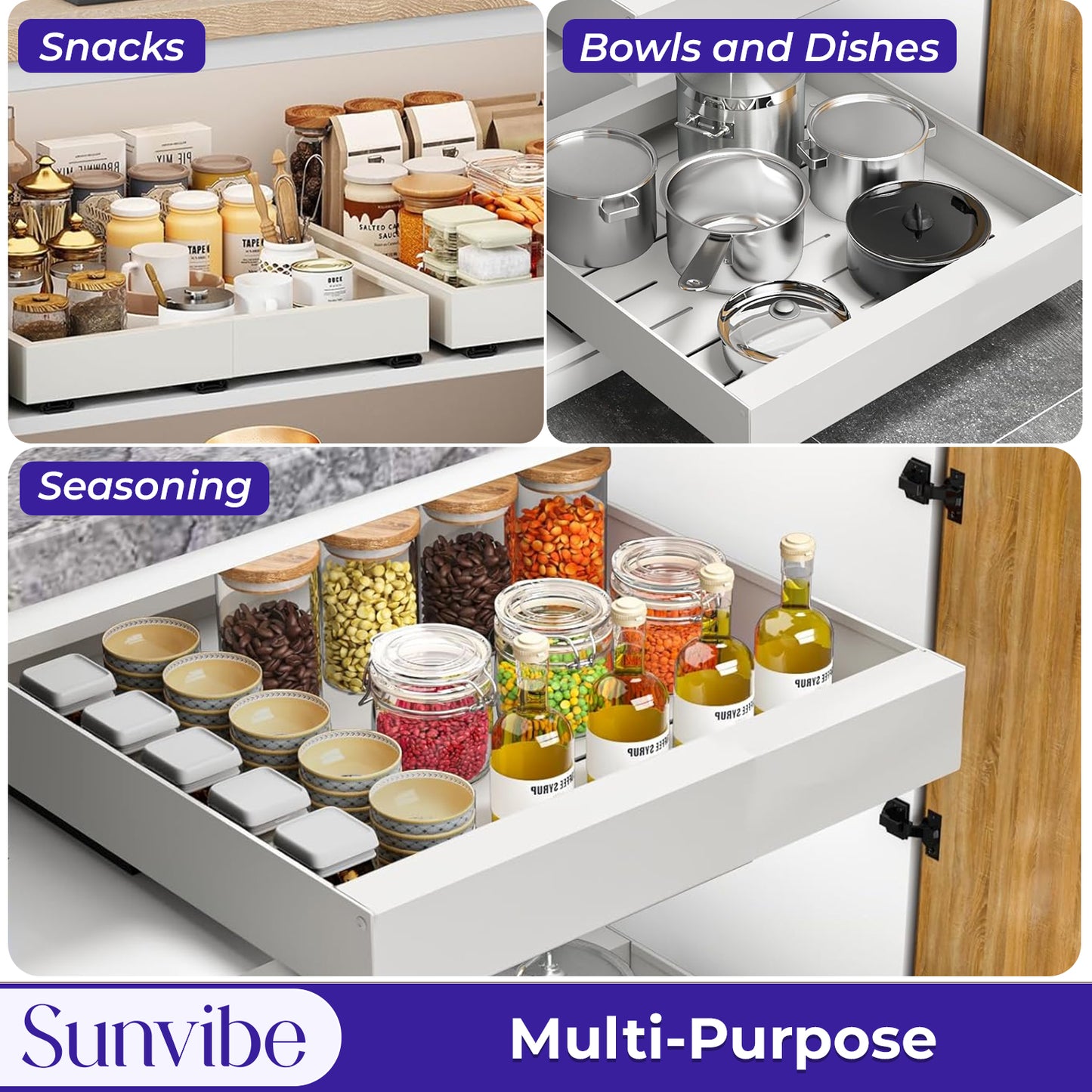 Pull-Out 38*25 CM Cabinet Basket – Space Saver Organizer for Home