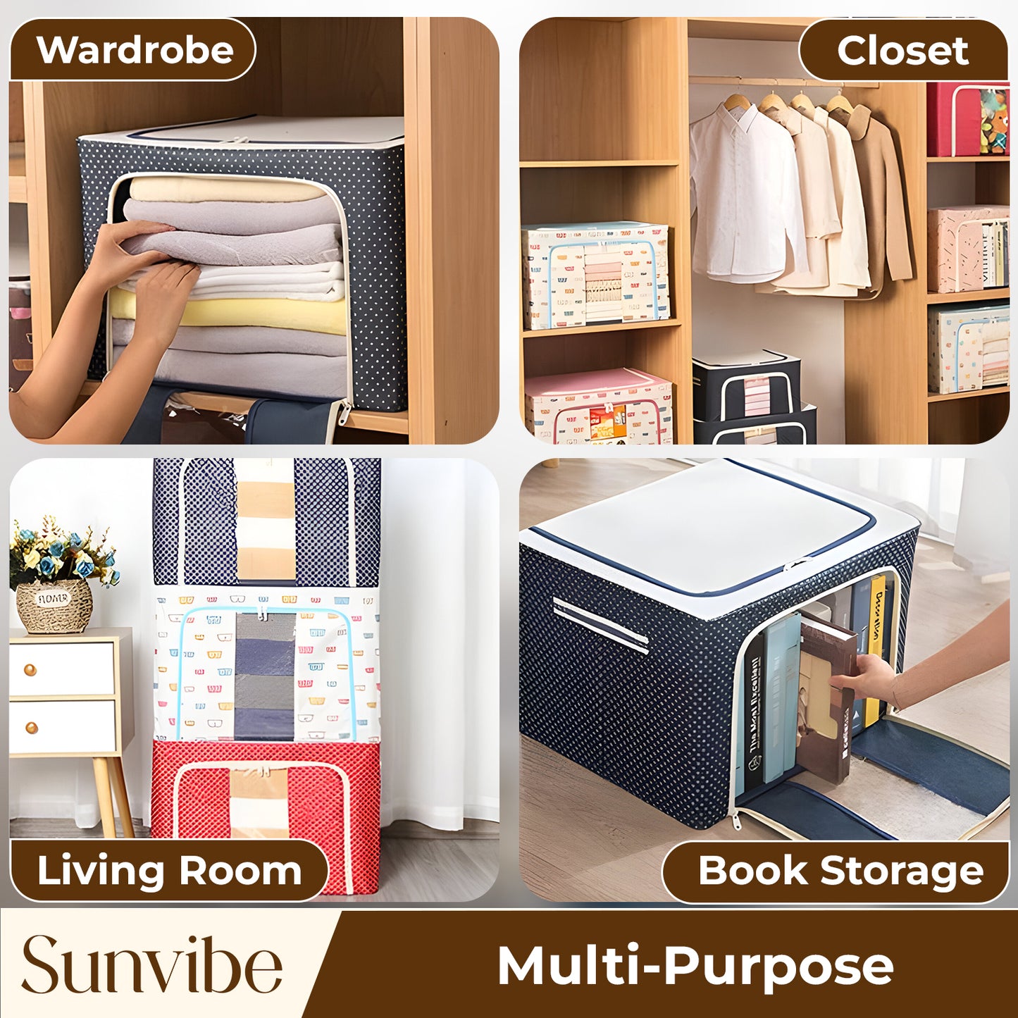 24L Double-Sided Zipper Storage Box (Blue) PACK OF 2