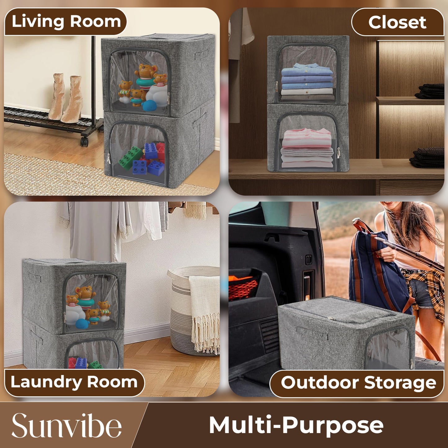 31L Double-Sided Zipper Storage Box (Grey) PACK OF 2