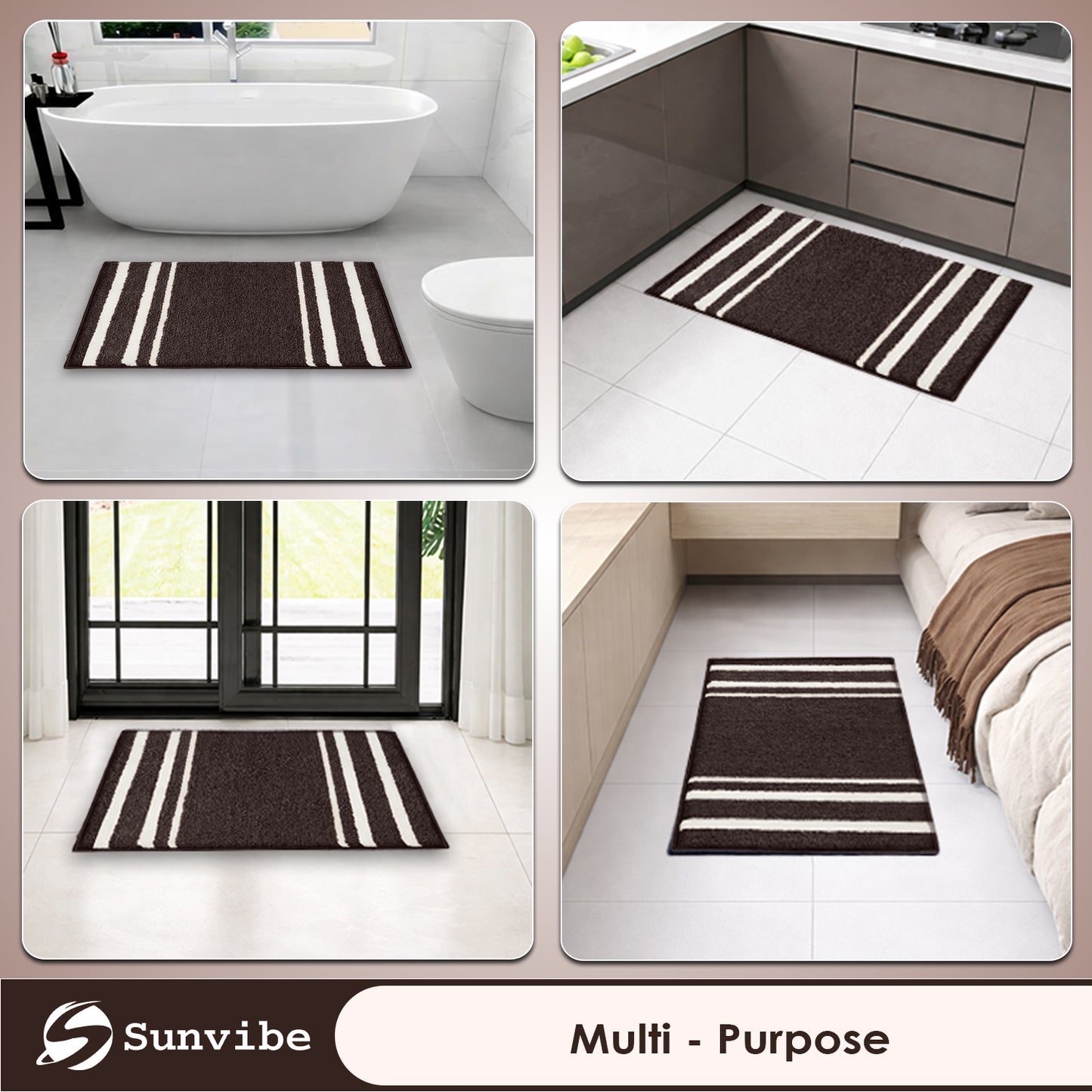 Super Soft Microfiber Bath Mat | Ultra Absorbent & Quick Dry | Anti-Slip Backing | Machine Washable Bathroom Floor Mat