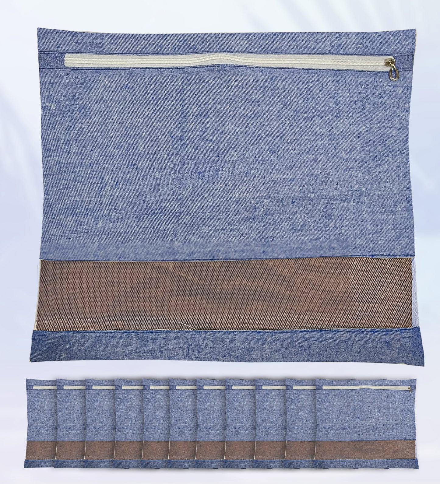 Saree Clothes Bags/Covers/Poches For Storage With Zip Closure (16 X 14 Inches, Blue)