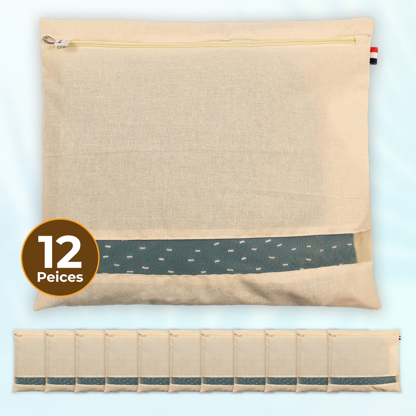 Saree Clothes Bags/Covers/Poches For Storage With Zip Closure (16 X 14 Inches, Beige)