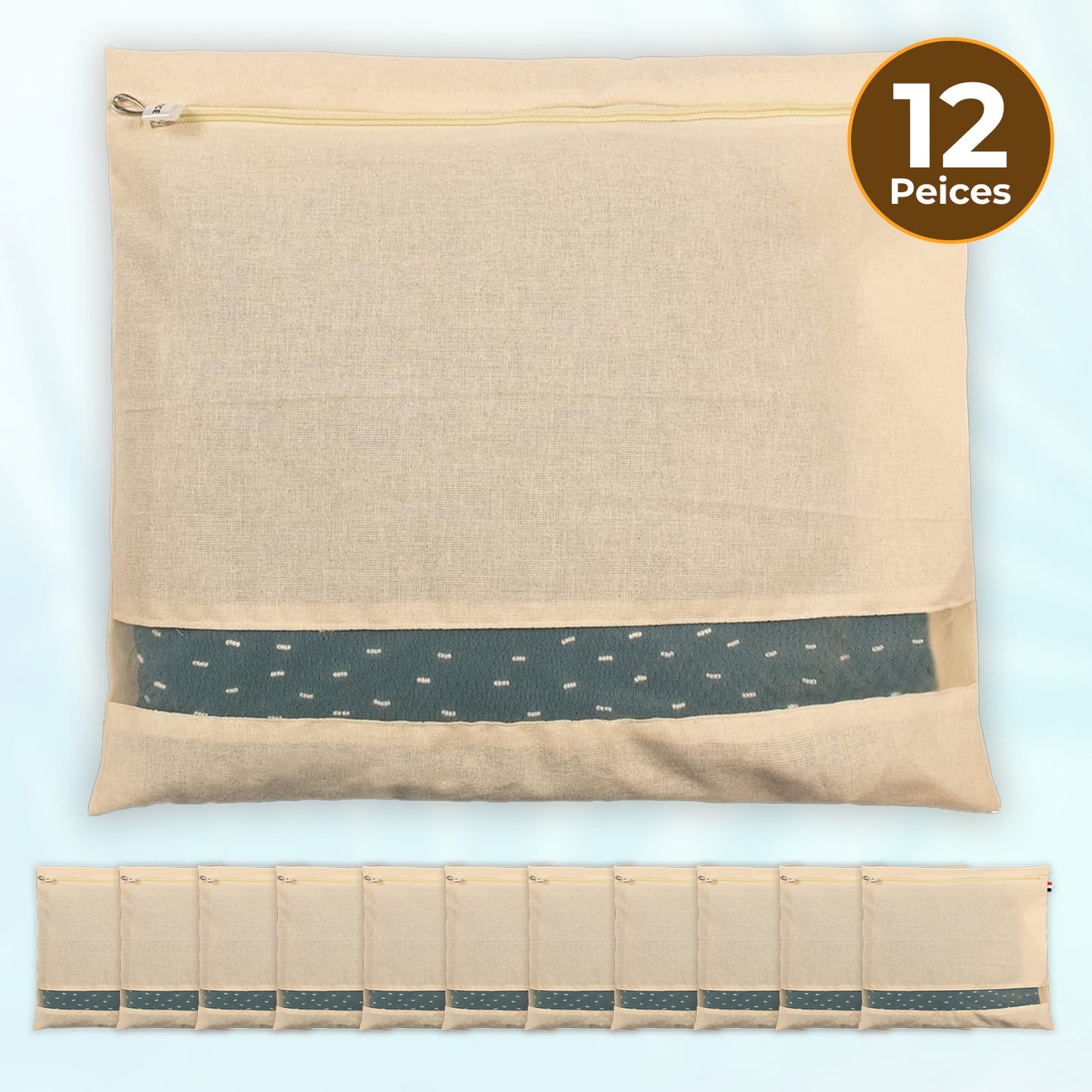 Saree Clothes Bags/Covers/Poches For Storage With Zip Closure (16 X 14 Inches, Beige)