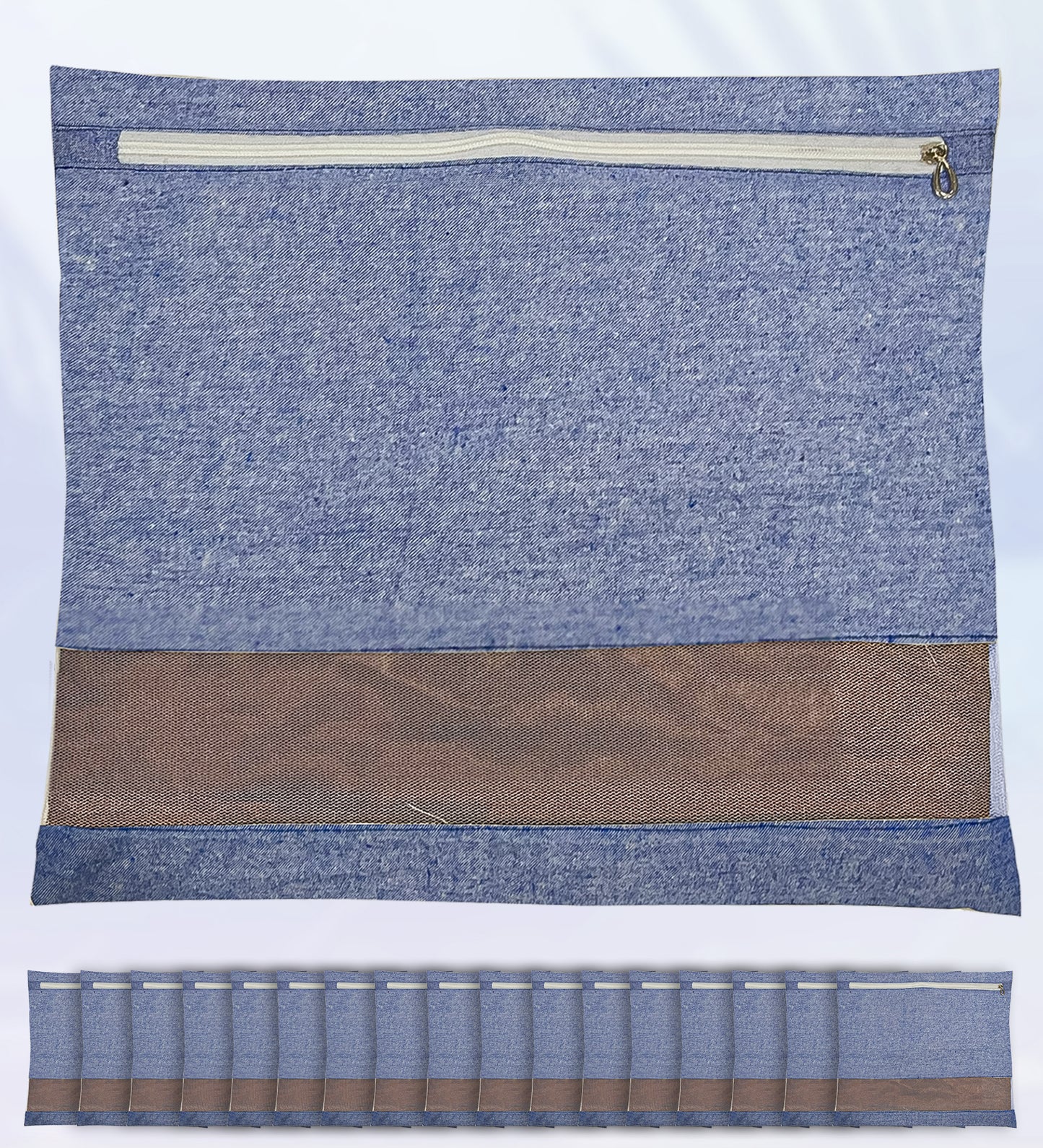 Saree Clothes Bags/Covers/Poches For Storage With Zip Closure (16 X 14 Inches, Blue)