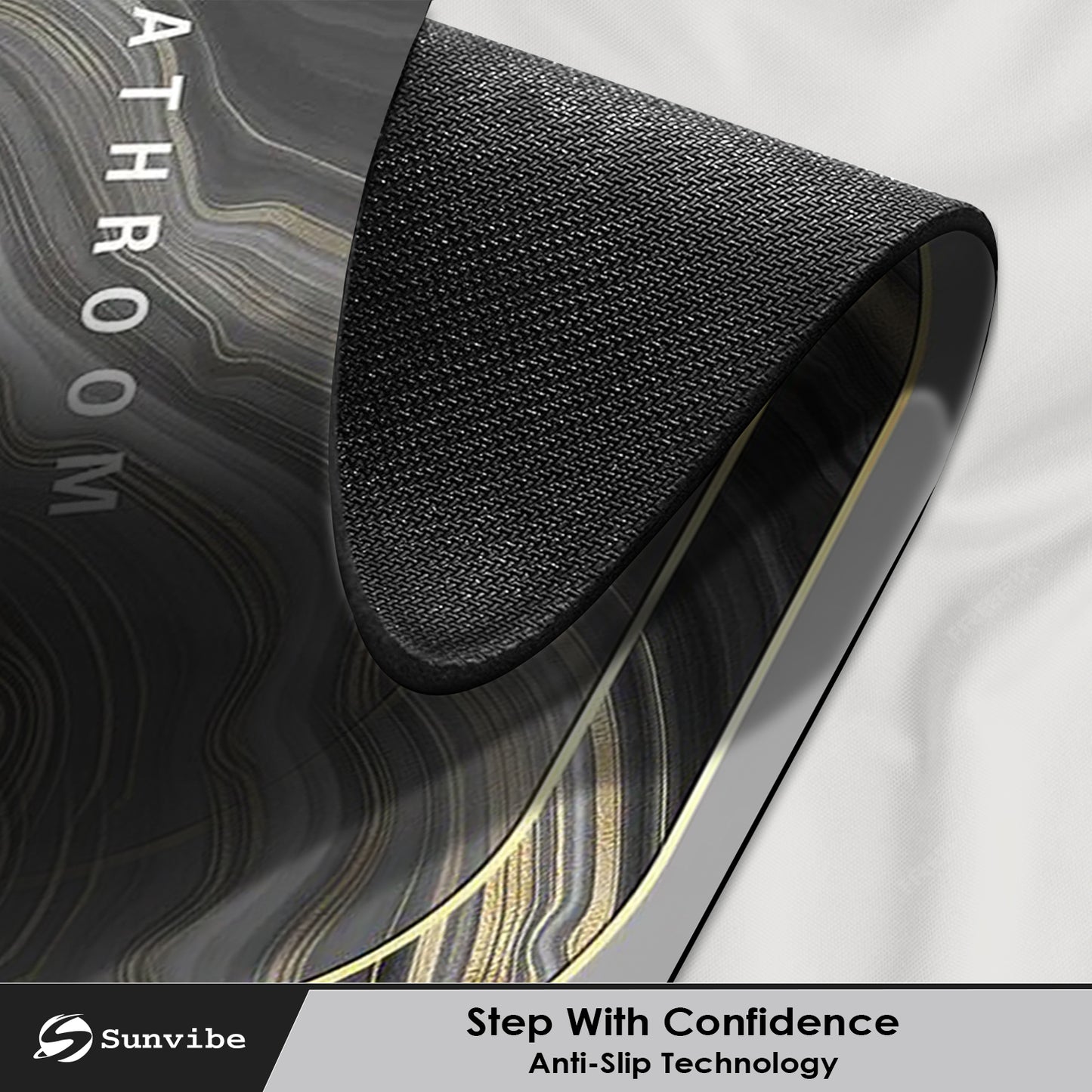 Bath Mat 3.5mm Anti-Skid Water Soaking Bathroom Print Door, Floor Mat (Marble Print)