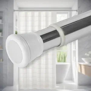 Extendable Shower Curtain Tension Rod – Non-Drilling, Anti-Skid Spring Pull Rod