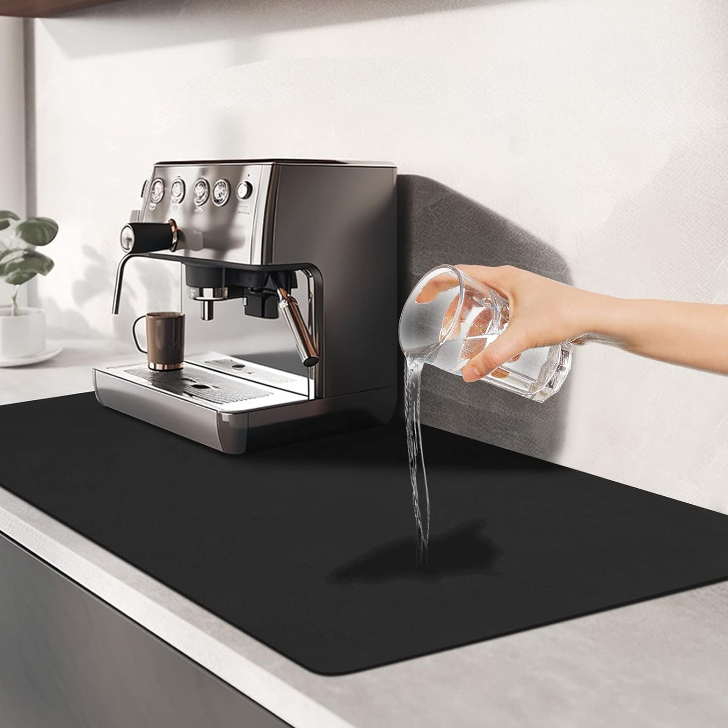 Placemat 40x30 Cms Water Absorbent Drying Mat for Kitchen Utensil (Black)