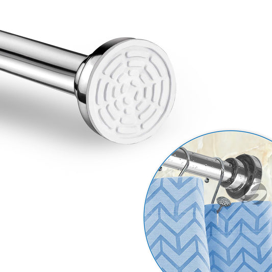 Extendable Shower Curtain Tension Rod Non-Drilling Anti-Skid Spring Pull Rod -Silver (125Cm To 220Cm)