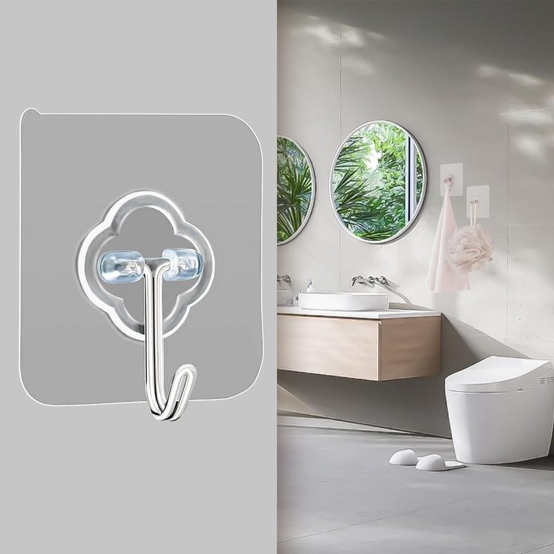 Adhesive Wall J Hooks for Hang in Kitchen Household and Bathroom Accessories (Pack of 10)