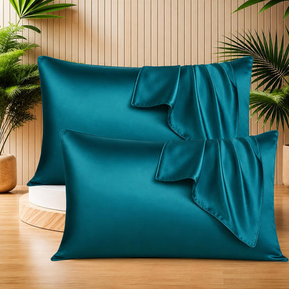 SUNVIBE®  Satin Pillow Covers With Scrunchy for Hair | Silk Pillow Case | Soft Pillow Satin Cover with Hidden Zipper | Pillow Cover