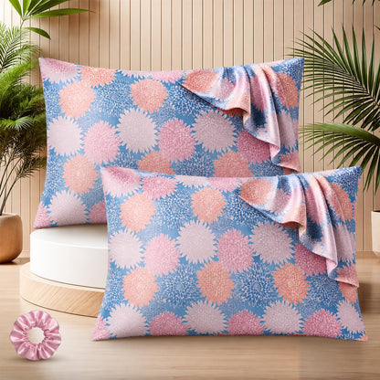 SUNVIBE® 3D Satin Pillow Covers With Scrunchy for Hair | Silk Pillow Case | Soft Pillow Satin Cover with Hidden Zipper | Pillow Cover