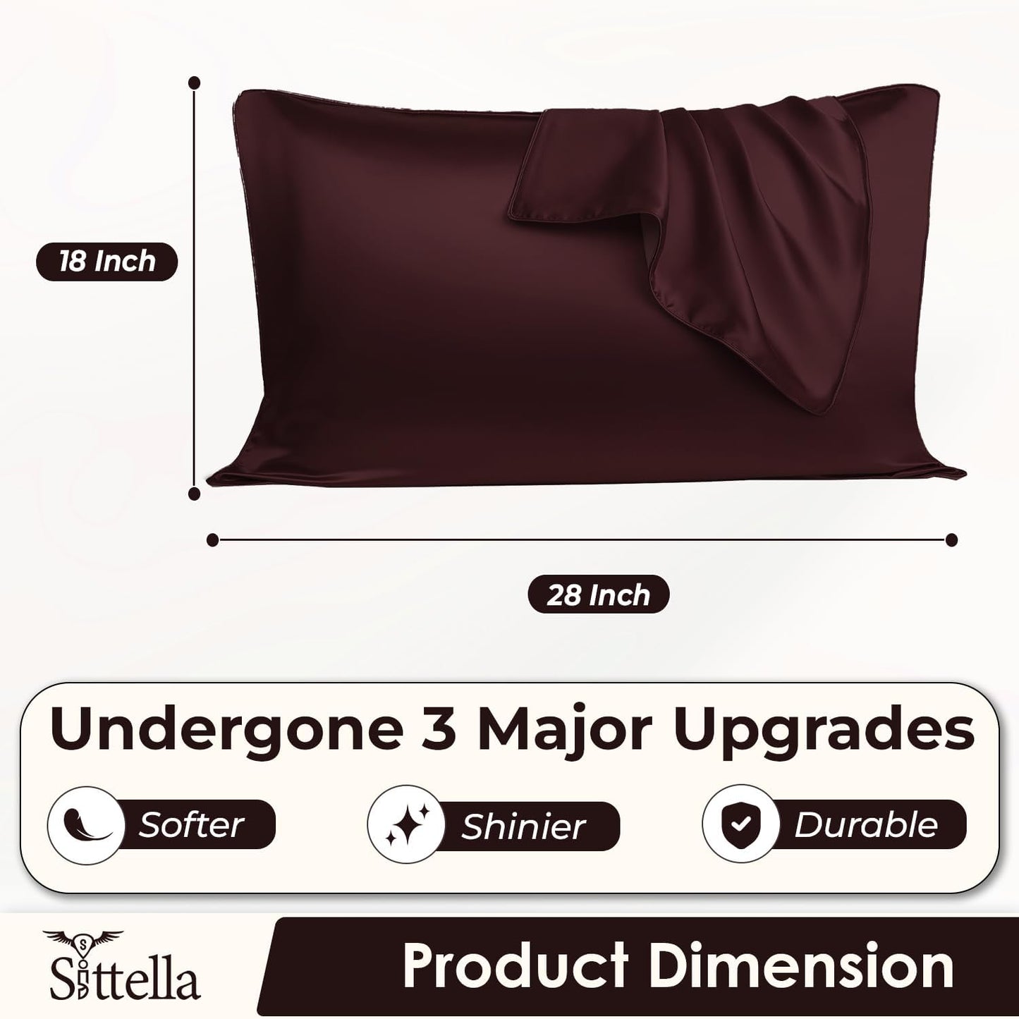 SUNVIBE®  Satin Pillow Covers With Scrunchy for Hair | Silk Pillow Case | Soft Pillow Satin Cover with Hidden Zipper | Pillow Cover