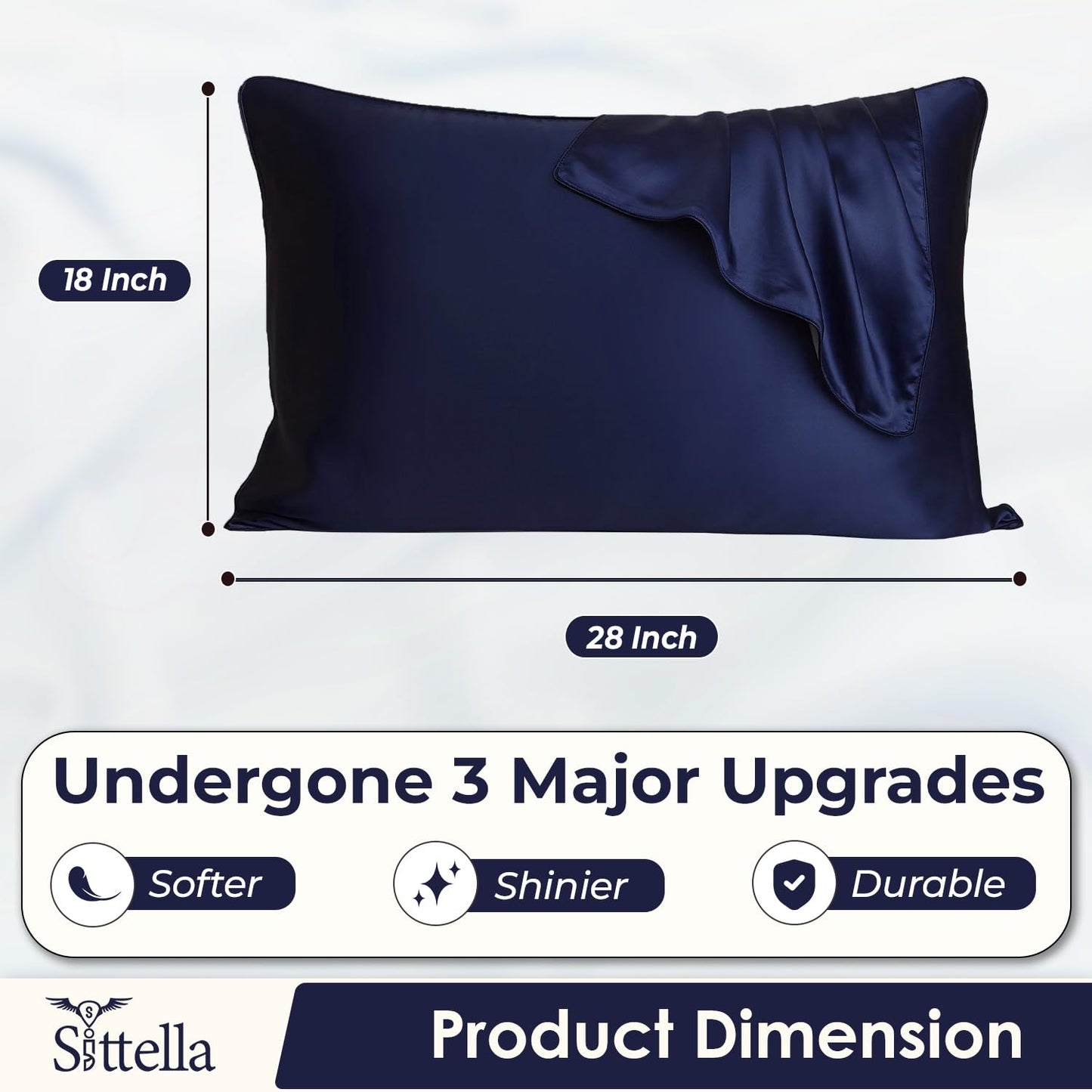 SUNVIBE®  Satin Pillow Covers With Scrunchy for Hair | Silk Pillow Case | Soft Pillow Satin Cover with Hidden Zipper | Pillow Cover
