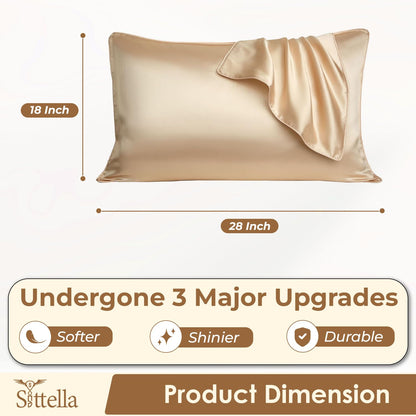 SUNVIBE®  Satin Pillow Covers With Scrunchy for Hair | Silk Pillow Case | Soft Pillow Satin Cover with Hidden Zipper | Pillow Cover