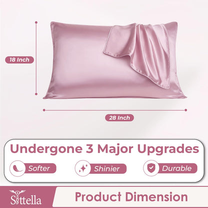 SUNVIBE®  Satin Pillow Covers With Scrunchy for Hair | Silk Pillow Case | Soft Pillow Satin Cover with Hidden Zipper | Pillow Cover