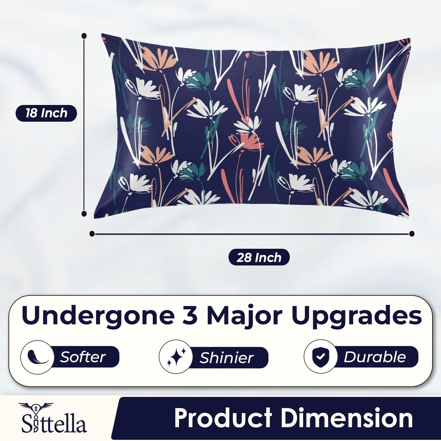 SUNVIBE® 3D Satin Pillow Covers With Scrunchy for Hair | Silk Pillow Case | Soft Pillow Satin Cover with Hidden Zipper | Pillow Cover