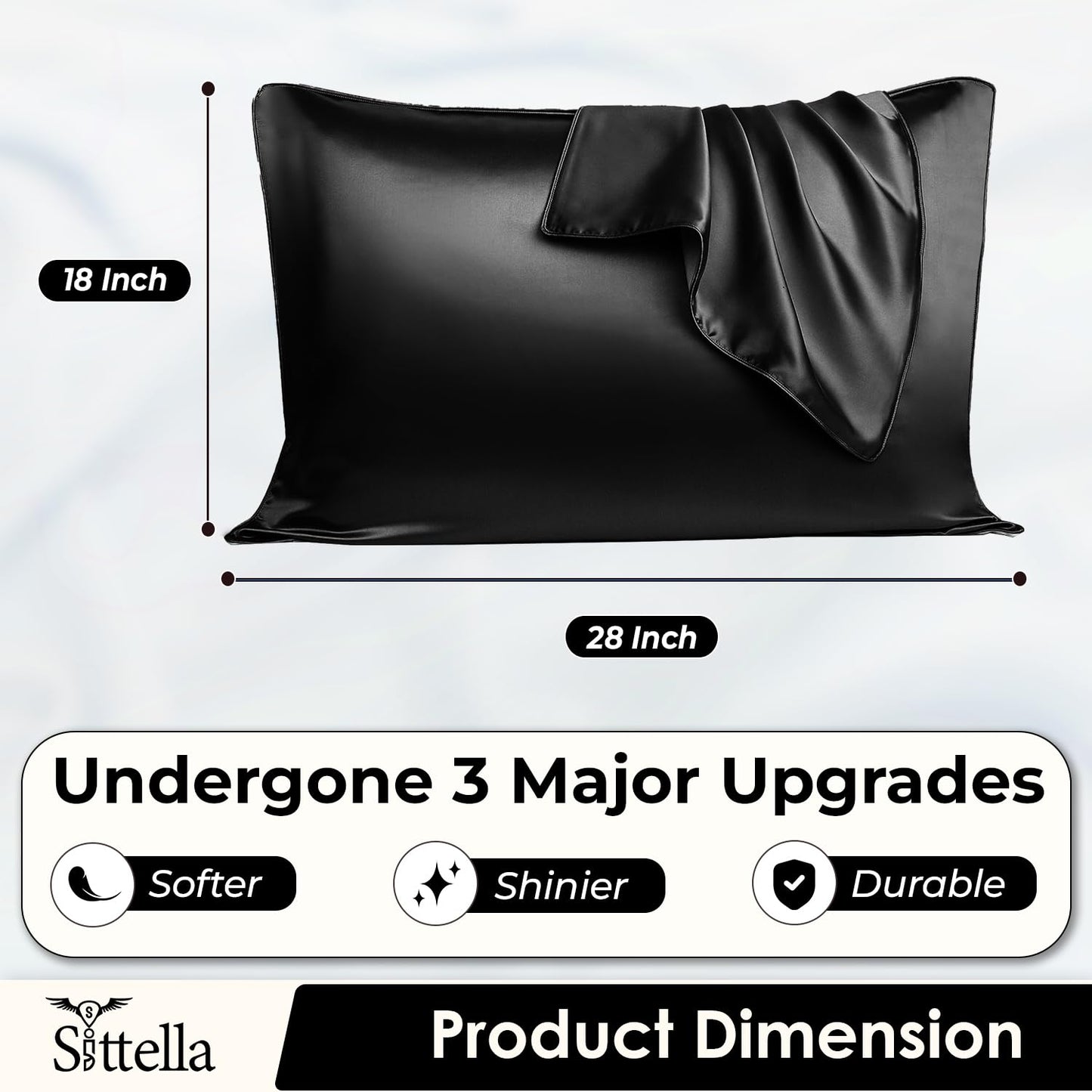 SUNVIBE®  Satin Pillow Covers With Scrunchy for Hair | Silk Pillow Case | Soft Pillow Satin Cover with Hidden Zipper | Pillow Cover