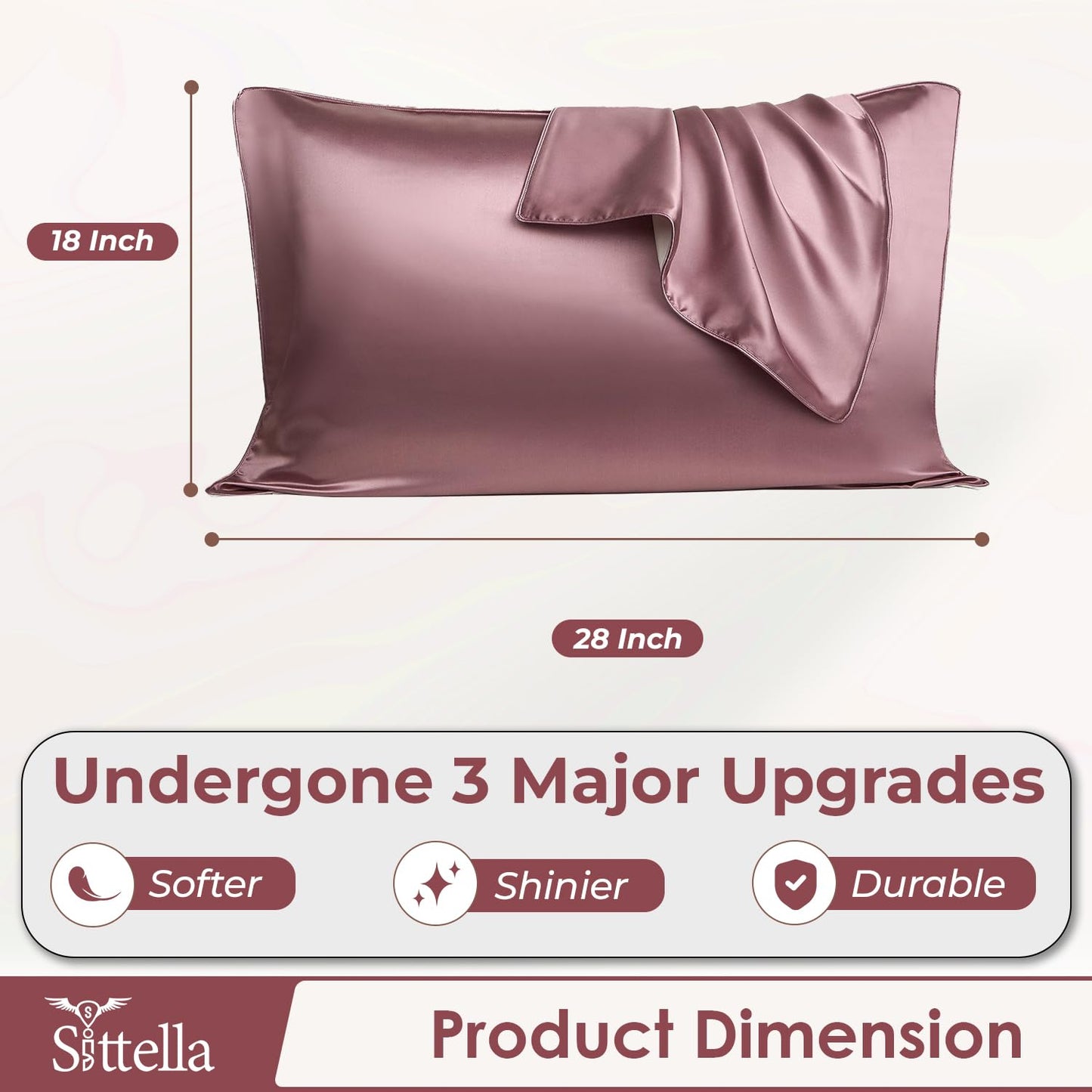 SUNVIBE®  Satin Pillow Covers With Scrunchy for Hair | Silk Pillow Case | Soft Pillow Satin Cover with Hidden Zipper | Pillow Cover